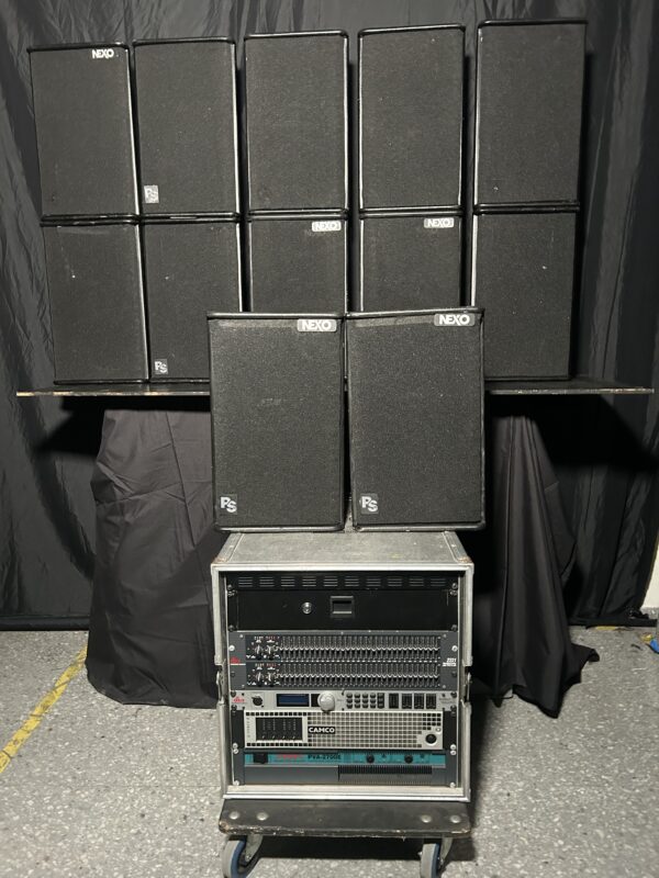 Home sistema de sonido nexo ps10 + subgraves ls500 + rack de amplificación y procesado – pack completo profesional